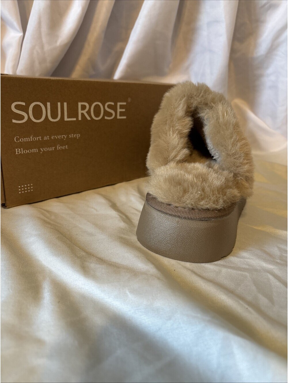 SoulRose, Faux Suede Platform Slippers - Picture 4 of 5
